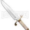 Tallen Frontier Classic Bowie White Bone Fixed Blade Knife - Satin Plain