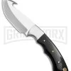 Tallen Overhaul Gut Hook Black Horn Fixed Blade Knife - Satin Plain