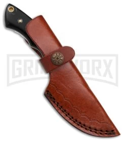 Tallen Overhaul Gut Hook Black Horn Fixed Blade Knife - Satin Plain -Knives Sale Online Shop Tallen Overhaul Gut Hook Black Horn Fixed Blade Knife Satin Plain GX 29663 td sheath large