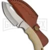 Tallen Overhaul Gut Hook White Smooth Bone Fixed Blade Knife - Satin Plain