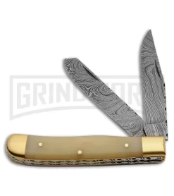 Tallen Rustic Dust Trapper White Natural Smooth Bone Pocket Knife