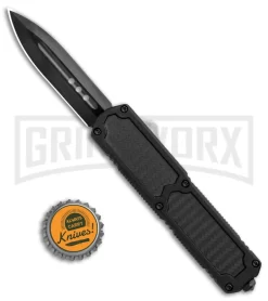 Titan Black D/A OTF Sim Carbon Fiber Automatic Knife - Dagger Black Plain -Knives Sale Online Shop Titan Black DA OTF Sim CF Auto Dagger Black GX 34299 jr bottlecap large