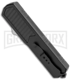 Titan Black D/A OTF Sim Carbon Fiber Automatic Knife - Dagger Black Plain -Knives Sale Online Shop Titan Black DA OTF Sim CF Auto Dagger Black GX 34299 jr side large