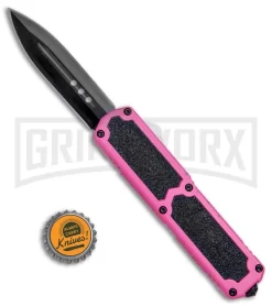 Titan Pink D/A OTF Automatic Knife - Dagger Black Plain -Knives Sale Online Shop Titan Pink DA OTF Auto Dagger Black Plain BP 25408 jr bottlecap large