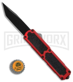 Titan Red D/A OTF Automatic Knife - Tanto Black Plain -Knives Sale Online Shop Titan Red DA Tanto black plain BP 25698 er bottlecap large