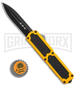 Titan Yellow D/A OTF Automatic Knife - Dagger Black -Knives Sale Online Shop Titan Yellow DA Dagger black BP 27633 er bottlecap large