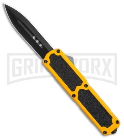 Titan Yellow D/A OTF Automatic Knife - Dagger Black