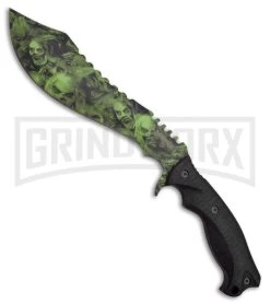 Z-Hunter Devastation Black Machete Fixed Blade Knife - Green Plain
