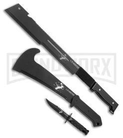Z-Hunter Zombie Machete Set Black (3 Piece Set) - Black Plain