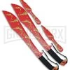 Z-Hunter Zombie Machete And Throwing Knife Set Black/Red - Red Plain