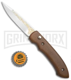 Zlatoust Walnut Wood Russian Automatic Knife (3.5" Mirror) -Knives Sale Online Shop Zlatoust Russian Walnut Wood Mirror BP 19462 jr bottlecap large