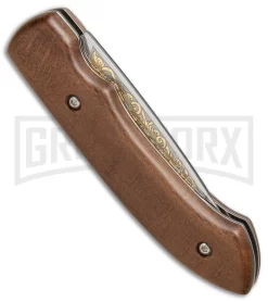 Zlatoust Walnut Wood Russian Automatic Knife (3.5" Mirror) -Knives Sale Online Shop Zlatoust Russian Walnut Wood Mirror BP 19462 jr side large