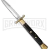 AGA Campolin 13" Stiletto Brass Swinguard Ebony Wood Automatic Knife - Bayonet