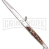 A.G.A. Campolin 12" Stag Horn Sicilian Ring Pull Automatic Knife - Bayonet