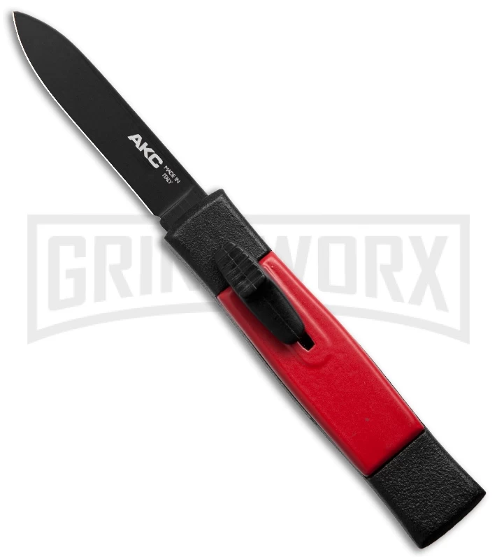 AKC Minion Concord Black/Red OTF Automatic Knife - Flat Grind Black Plain 1 AKC Minion Concord Black/Red OTF Automatic Knife - Flat Grind Black Plain