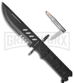Black Legion Covert Combat Fixed Blade Knife - Black Plain
