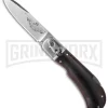 8" Medteh Russian Leverlock Dark Wood Stiletto Automatic Knife - Satin Plain