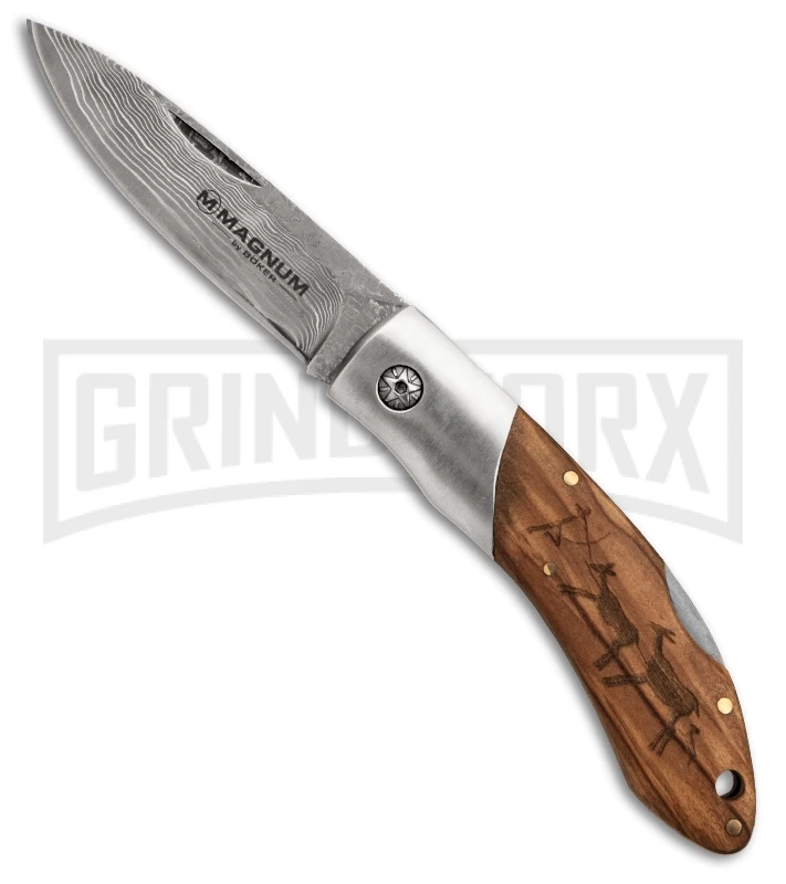 Boker Magnum Caveman Folding Knife - Damascus Plain 1 Boker Magnum Caveman Folding Knife - Damascus Plain