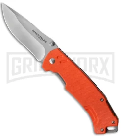Boker Magnum Orange Flair Folding Knife - Stonewash Plain