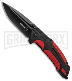 Boker Plus Savior 1 Red Liner Lock Knife - Black Plain