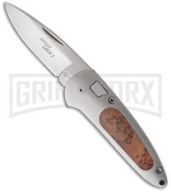 Boker Top Lock II Thuya Wood Automatic Knife - Satin Plain