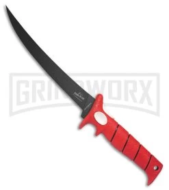 Bubba Blade Tapered Flex Fillet 15" Red Rubber Fixed Blade Knife - Black Plain