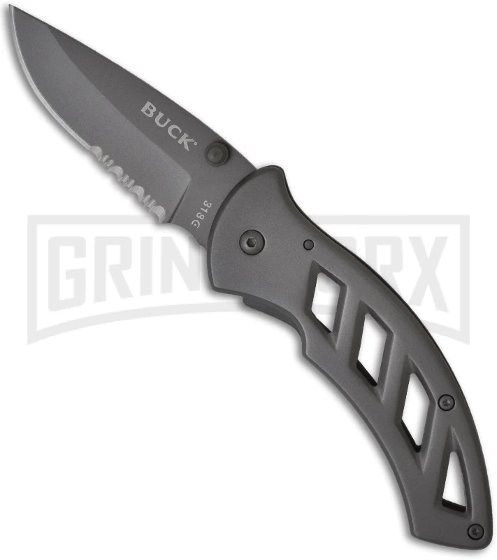 Buck Knives Buck Parallex 318 Folding Knife - Gray Serr 1 Buck Knives Buck Parallex 318 Folding Knife - Gray Serr
