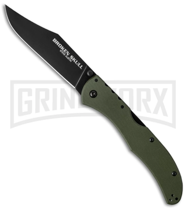 Cold Steel Broken Skull III OD Green G-10 Folding Knife - Black Plain 1 Cold Steel Broken Skull III OD Green G-10 Folding Knife - Black Plain