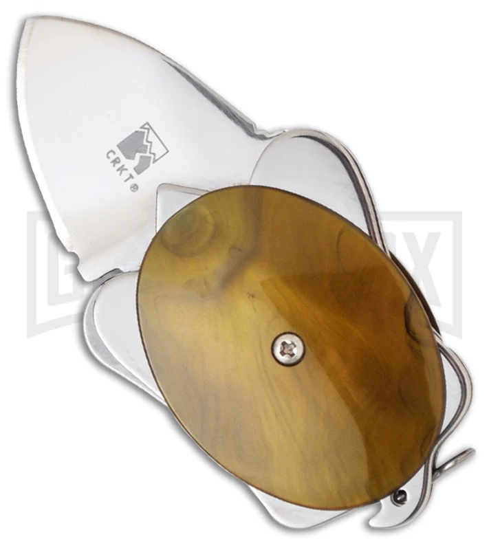 CRKT Ashworth Turtle Golden Brown Folding Knife - Polish Plain 1 CRKT Ashworth Turtle Golden Brown Folding Knife - Polish Plain