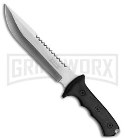 Elk Ridge Evolution Hogback Black Wood Fixed Blade Knife - Satin Plain