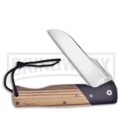 Frost Cutlery Black Hills Safari Zebra Wood Liner Lock Knife - Mirror Plain