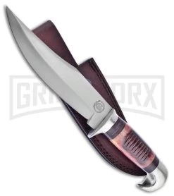 Frost Cutlery Chipaway Grande Basin Brown Bone Fixed Blade Knife - Satin Plain