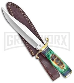 Frost Cutlery Chipaway Running Bear Bowie Bone Fixed Blade Knife - Satin Plain