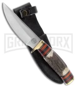 Frost Cutlery Chipaway Shadow Stag/Pakkawood Fixed Blade Knife - Satin Plain