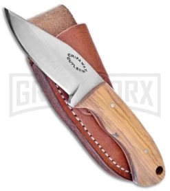 Frost Cutlery Chipaway Skinner Olive Wood Fixed Blade Knife - Satin Plain