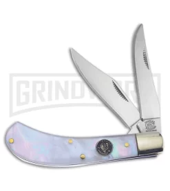 Frost Cutlery Crowing Rooster Saddlehorn Pearl Pocket Knife - Mirror Plain