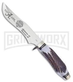Frost Cutlery Hen & Rooster Alabama Champs Stag Fixed Blade Knife - Mirror Plain