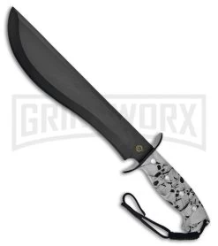 Frost Cutlery Quicksilver Bowie White Camo Fixed Blade Knife - Black Plain