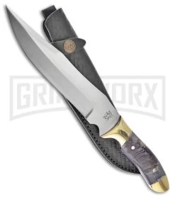 Frost Cutlery Trophy Stag Bowie Ram Horn Fixed Blade Knife - Satin Plain