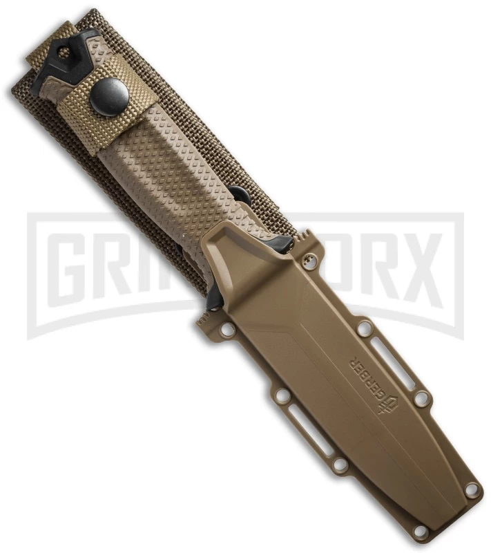 Gerber StrongArm Coyote Brown Polymer Fixed Blade Knife - Black Serr 2 Gerber StrongArm Coyote Brown Polymer Fixed Blade Knife - Black Serr - Image 2
