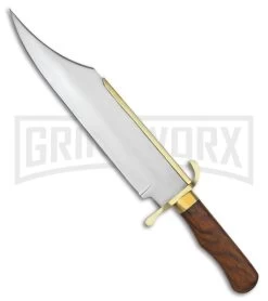 Tallen Primitive Bowie Brown Wood Fixed Blade Knife - Two-Tone Plain