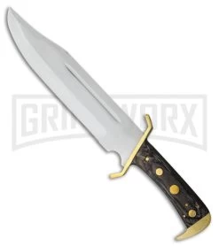 Tallen Sable Bowie Black Pakkawood Fixed Blade Knife - Satin Plain