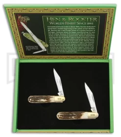 Hen & Rooster Father & Son 2-Piece Set Brown Deer Stag Pocket Knife