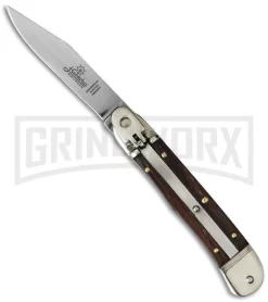 Hubertus 7" Medium Lever Lock Rosewood Automatic Knife - Satin Plain
