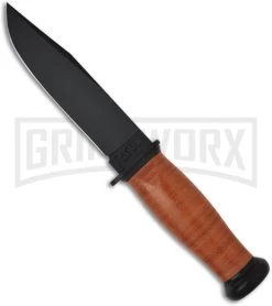 Ka-Bar Mark I Leather Handle Knife W/ - Black Plain