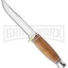 Ka-Bar Little Finn Leather Handle Fixed Blade Knife - Polish Plain