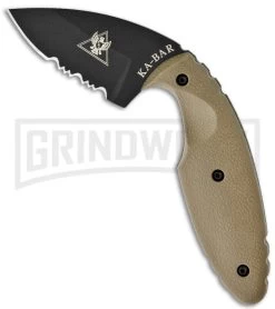 Ka-Bar Small TDI Law Enforcement Fixed Blade Knife Coyote Brown - Black Serr