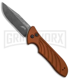 Kershaw Emerson Launch 5 Earth Brown Automatic Knife - Blackwash Plain