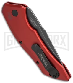 Kershaw Launch 1 Red Aluminum Automatic Knife - Blackwash Plain -Knives Sale Online Shop kershaw launch auto 1 blackwash red side cm large