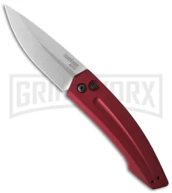 Knives Sale Online Shop 25 Kershaw Launch 2 Red Aluminum Automatic Knife - Stonewash Plain